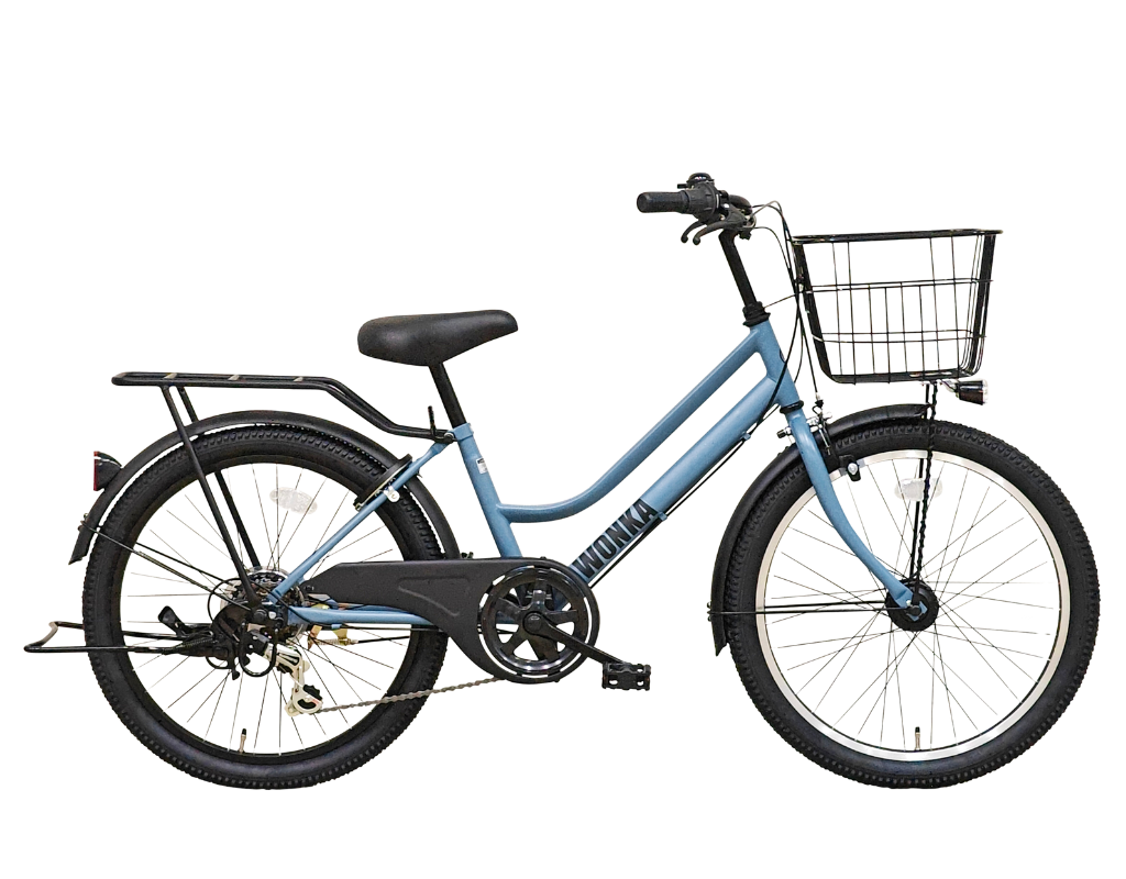 男児 男の子 22インチ 24インチ マットブルーグレー ファットタイヤ ブロックタイヤ