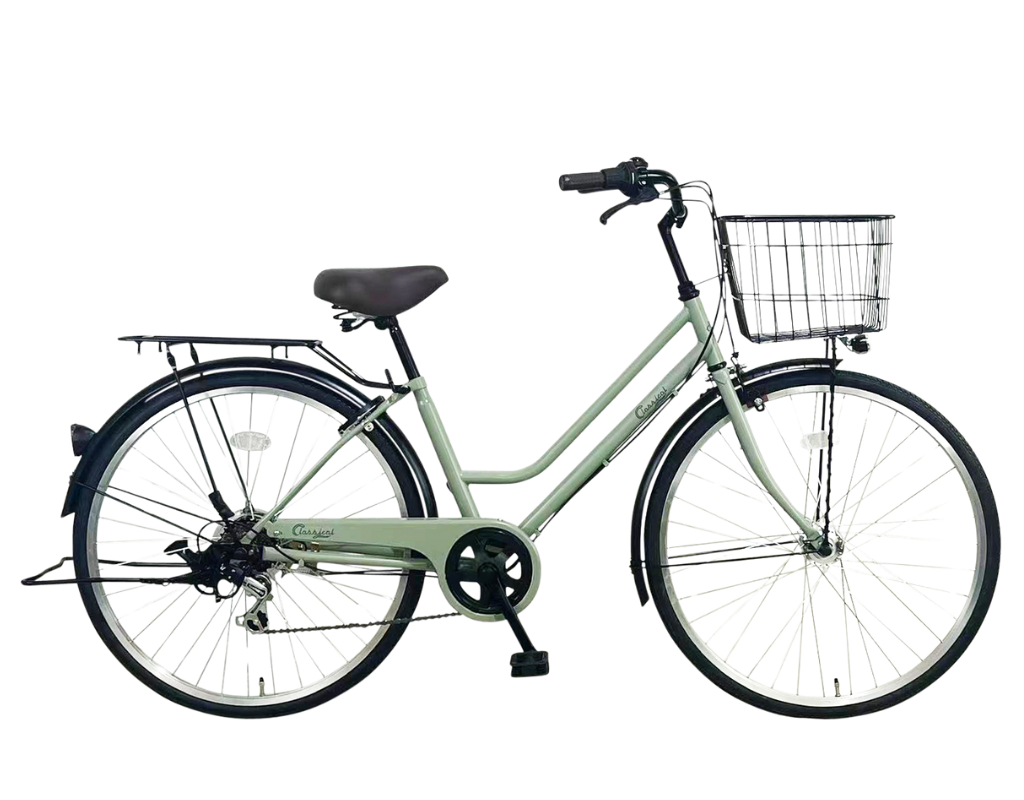 26インチ　お買い物　通勤　通学　サドルが低め　マットグリーン