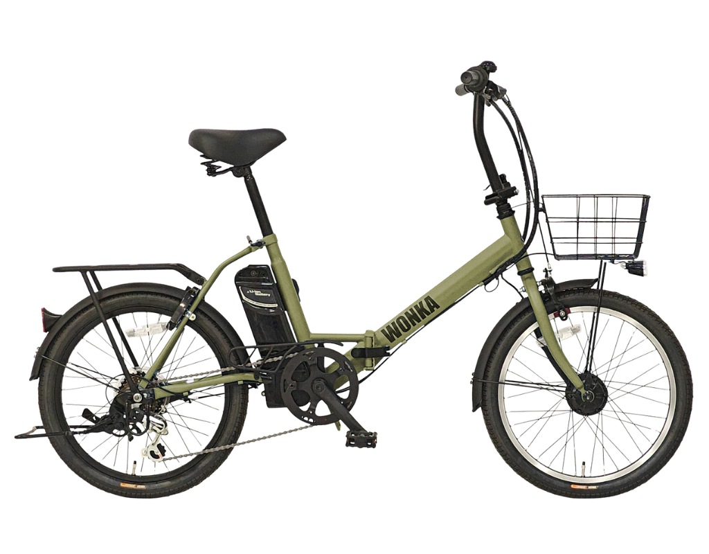 【美品‼️】WONKA 折りたたみ自転車 オリーブグリーン WONKA e FOLDING（ウォンカイーフォールディング） – コンズ